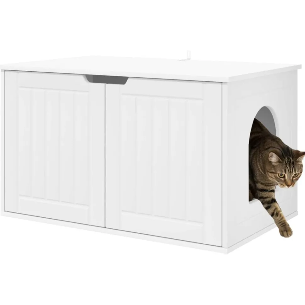 vidaXL Kattenhuis Wit 85 x 55 x 50,5 cm Bewerkt hout