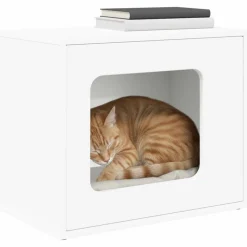 vidaXL Kattenhuis Wit 51 x 30 x 42 cm Bewerkt hout