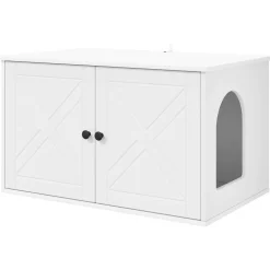 vidaXL Kattenhuis Wit 85 x 55 x 50,5 cm Bewerkt hout