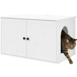 vidaXL Kattenhuis Wit 85 x 55 x 50,5 cm Bewerkt hout
