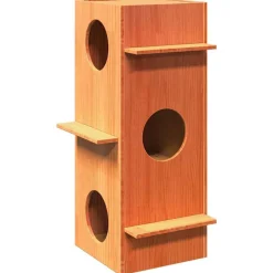 vidaXL Kattenhuis 43x43x90 cm massief grenenhout wasbruin