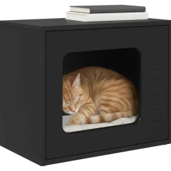 vidaXL Kattenhuis Zwart 51 x 30 x 42,5 cm Bewerkt hout