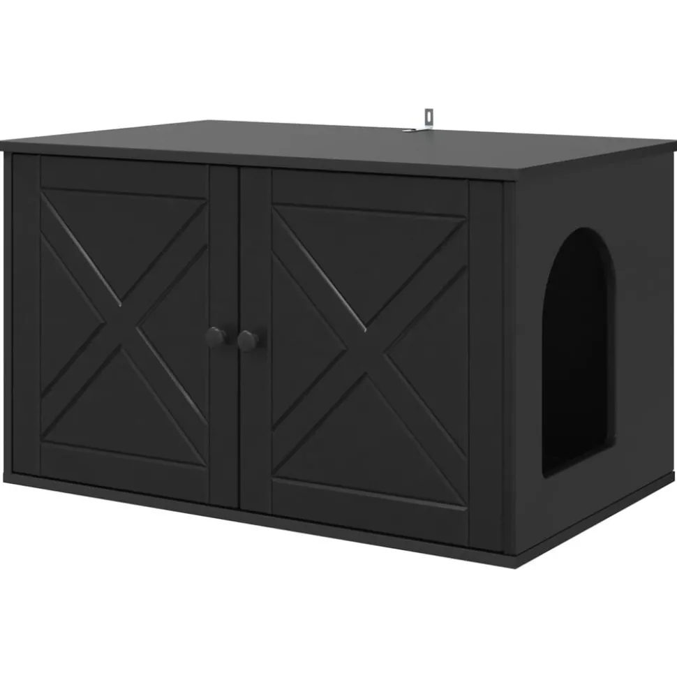 vidaXL Kattenhuis Zwart 85 x 55 x 50,5 cm Bewerkt hout