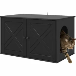 vidaXL Kattenhuis Zwart 85 x 55 x 50,5 cm Bewerkt hout