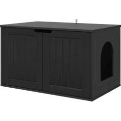 vidaXL Kattenhuis Zwart 85 x 55 x 50,5 cm Bewerkt hout