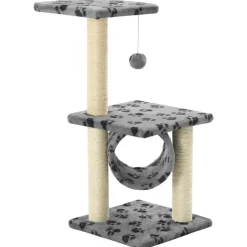 vidaXL Kattenkrabpaal met sisal krabpalen 65 cm pootafdrukken grijs
