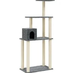 vidaXL Kattenkrabpaal met sisal krabpalen 147 cm donkergrijs