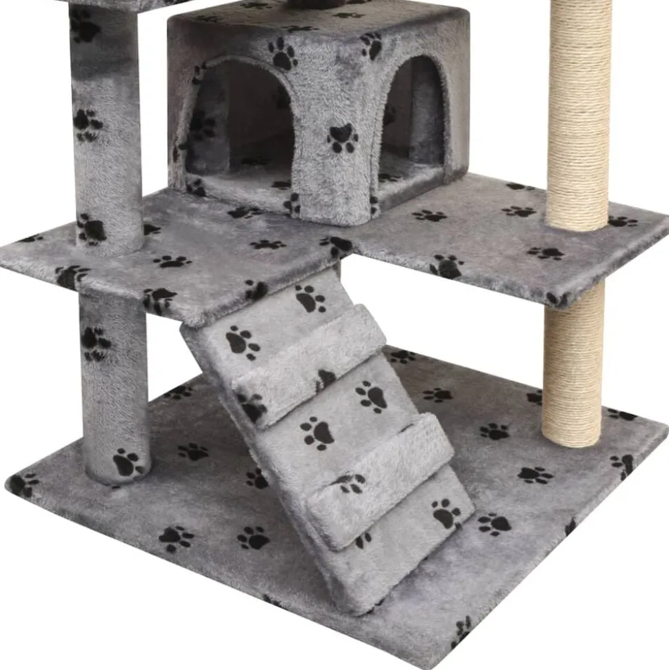 vidaXL Kattenkrabpaal met sisal krabpalen 125 cm pootafdrukken grijs