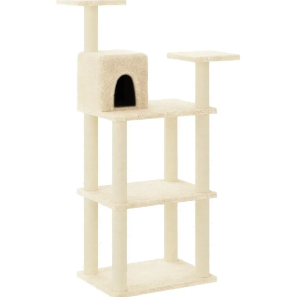 vidaXL Kattenkrabpaal met sisal krabpalen 118,5 cm crèmekleurig