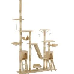 vidaXL Kattenkrabpaal met sisal krabpalen 230-250 cm beige