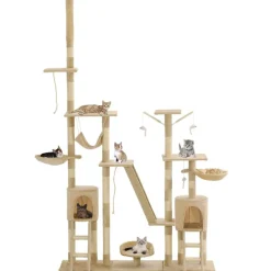 vidaXL Kattenkrabpaal met sisal krabpalen 230-250 cm beige