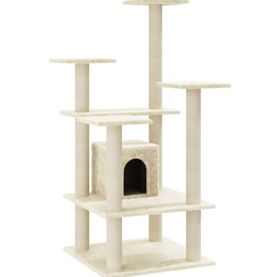 vidaXL Kattenkrabpaal met sisal krabpalen 110 cm crèmekleurig