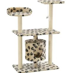 vidaXL Kattenkrabpaal met sisal krabpalen 95 cm pootafdrukken beige