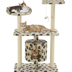 vidaXL Kattenkrabpaal met sisal krabpalen 95 cm pootafdrukken beige