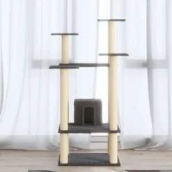 vidaXL Kattenkrabpaal met sisal krabpalen 110 cm donkergrijs
