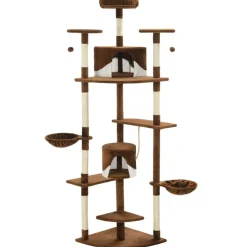 vidaXL Kattenkrabpaal met sisal krabpalen 203 cm bruin en wit