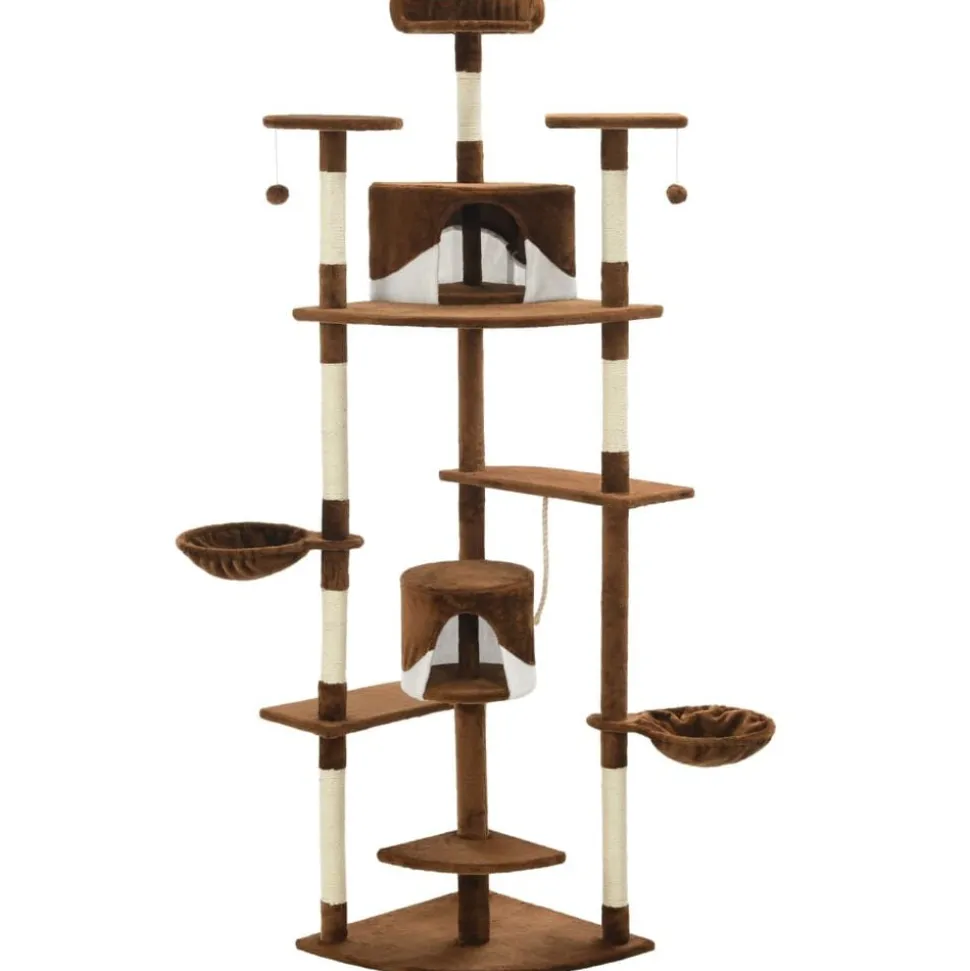 vidaXL Kattenkrabpaal met sisal krabpalen 203 cm bruin en wit