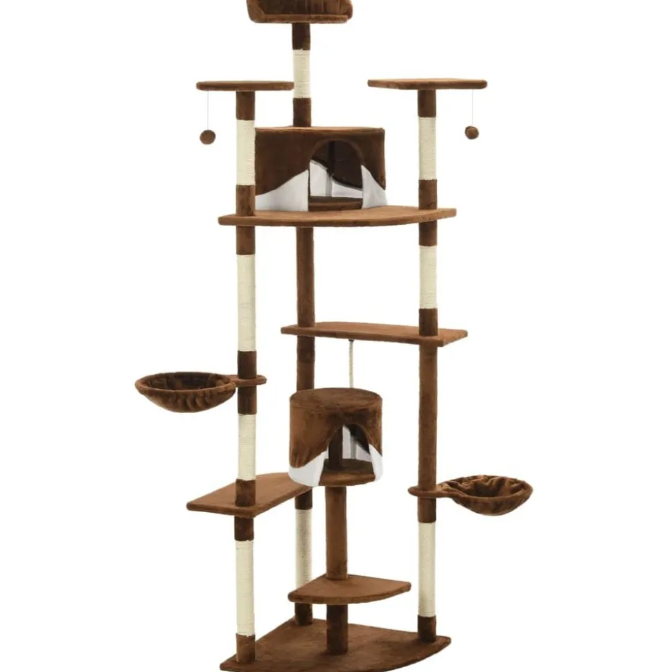 vidaXL Kattenkrabpaal met sisal krabpalen 203 cm bruin en wit