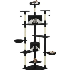 vidaXL Kattenkrabpaal met sisal krabpalen 203 cm zwart en wit