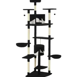 vidaXL Kattenkrabpaal met sisal krabpalen 203 cm zwart en wit