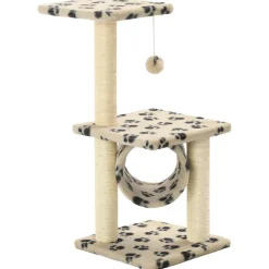 vidaXL Kattenkrabpaal met sisal krabpalen 65 cm pootafdrukken beige
