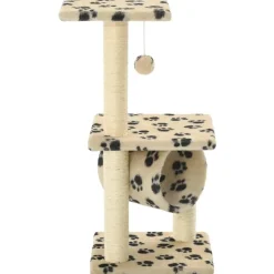 vidaXL Kattenkrabpaal met sisal krabpalen 65 cm pootafdrukken beige