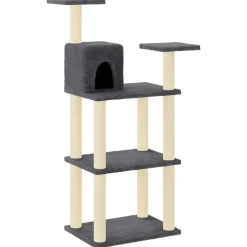 vidaXL Kattenkrabpaal met sisal krabpalen 118,5 cm donkergrijs