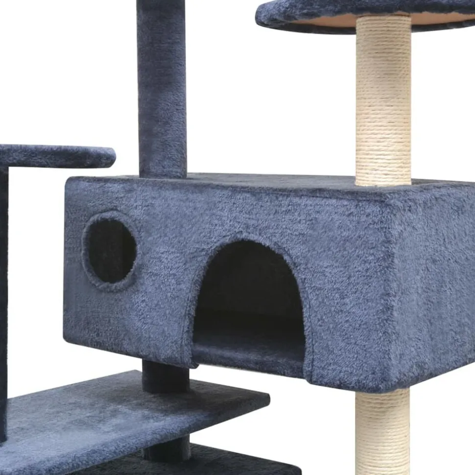 vidaXL Kattenkrabpaal met sisal krabpalen 125 cm donkerblauw