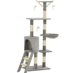 vidaXL Kattenkrabpaal met sisal krabpalen 138 cm grijs