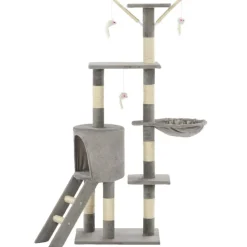 vidaXL Kattenkrabpaal met sisal krabpalen 138 cm grijs