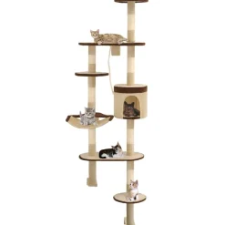 vidaXL Kattenkrabpaal met krabpalen wandmontage 194 cm beige bruin