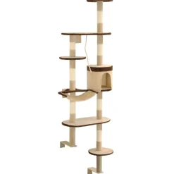vidaXL Kattenkrabpaal met krabpalen wandmontage 194 cm beige bruin