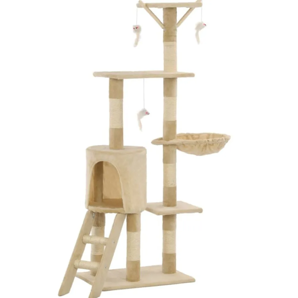 vidaXL Kattenkrabpaal met sisal krabpalen 138 cm beige
