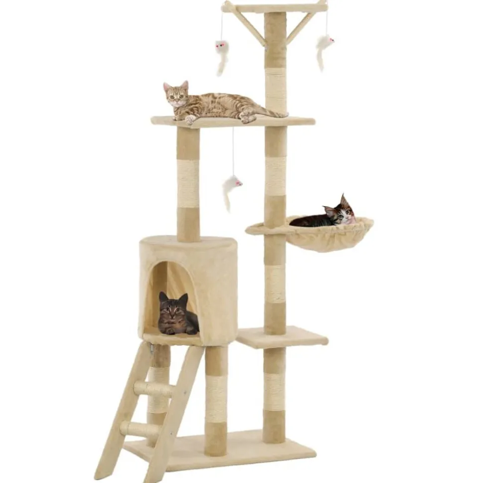 vidaXL Kattenkrabpaal met sisal krabpalen 138 cm beige