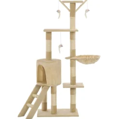 vidaXL Kattenkrabpaal met sisal krabpalen 138 cm beige