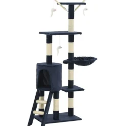 vidaXL Kattenkrabpaal met sisal krabpalen 138 cm donkerblauw