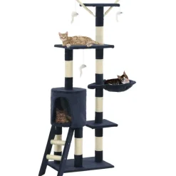 vidaXL Kattenkrabpaal met sisal krabpalen 138 cm donkerblauw