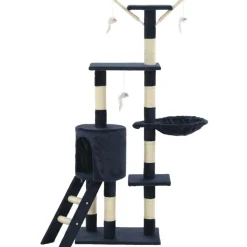 vidaXL Kattenkrabpaal met sisal krabpalen 138 cm donkerblauw