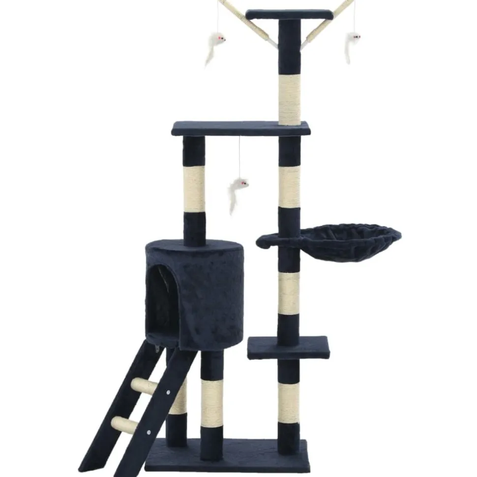 vidaXL Kattenkrabpaal met sisal krabpalen 138 cm donkerblauw