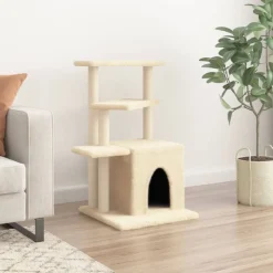 vidaXL Kattenmeubel met sisal krabpalen 83,5 cm crèmekleurig