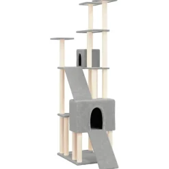 vidaXL Kattenmeubel met sisal krabpalen 190 cm lichtgrijs