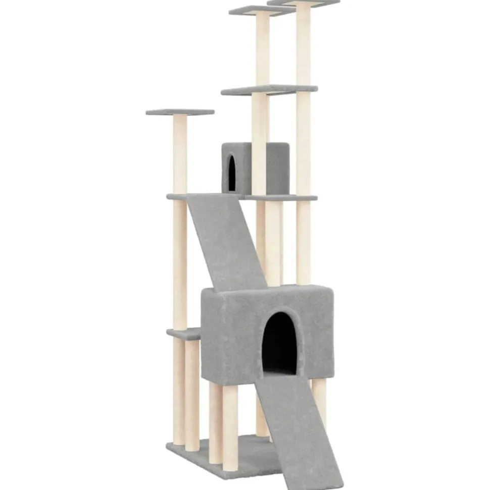 vidaXL Kattenmeubel met sisal krabpalen 190 cm lichtgrijs
