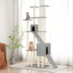 vidaXL Kattenmeubel met sisal krabpalen 190 cm lichtgrijs