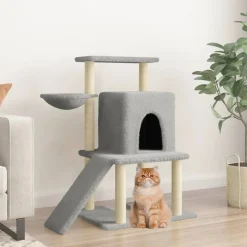 vidaXL Kattenmeubel met sisal krabpalen 96,5 cm lichtgrijs