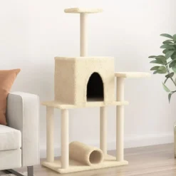 vidaXL Kattenmeubel met sisal krabpalen 122 cm crèmekleurig