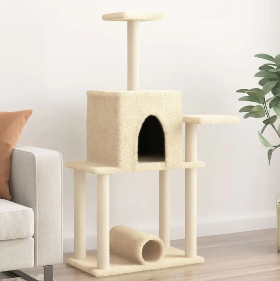 vidaXL Kattenmeubel met sisal krabpalen 122 cm crèmekleurig