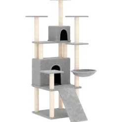 vidaXL Kattenmeubel met sisal krabpalen 154 cm lichtgrijs