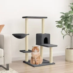 vidaXL Kattenmeubel met sisal krabpalen 95 cm donkergrijs
