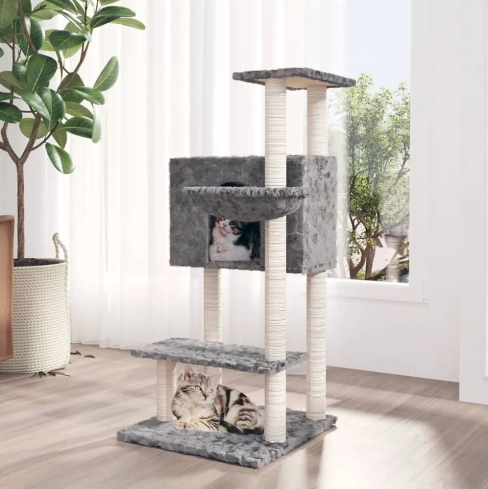 vidaXL Kattenmeubel met sisal krabpalen 108,5 cm lichtgrijs