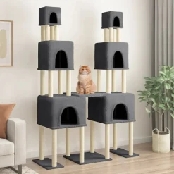 vidaXL Kattenmeubel met sisal krabpalen 199 cm donkergrijs